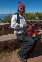 7P8A8305 Tribe Quechua Isla Taquile Lago Titicaca Peru