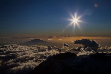 AI6I8518 Mt.Kilimanjaro with background Mt.Meru North Tanzania