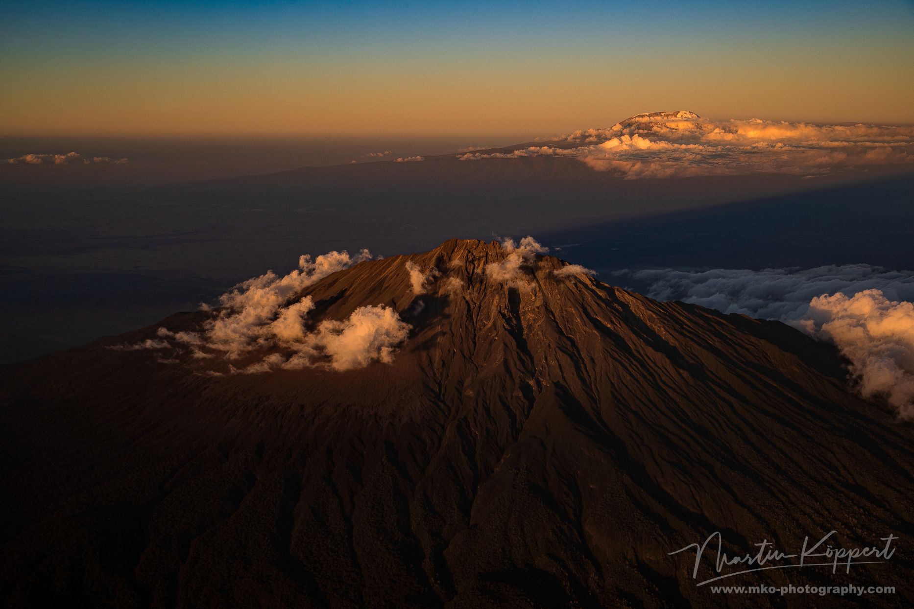 Mt Meru With Background Mt Kilimanjaro North Tanzania